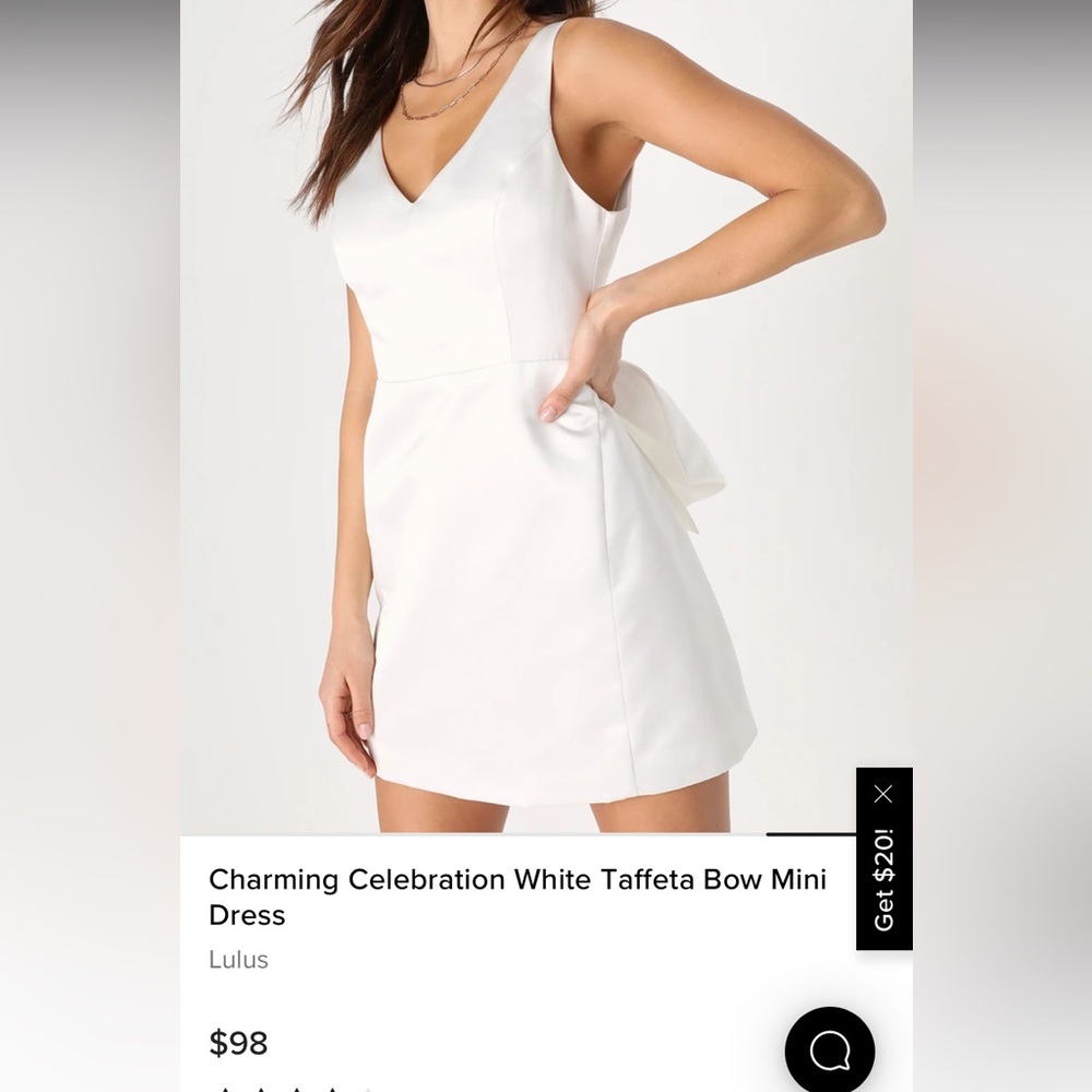 Lulus Charming Celebration White Taffeta Bow Mini Dress